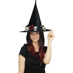 3 D Wicked Witch Hat Skulls & Roses