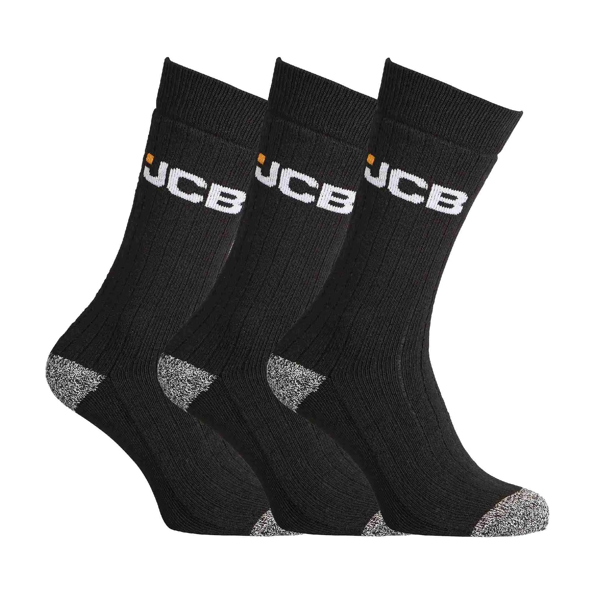 3 Pack Mens Black Grey Cushioned Boot Work Socks