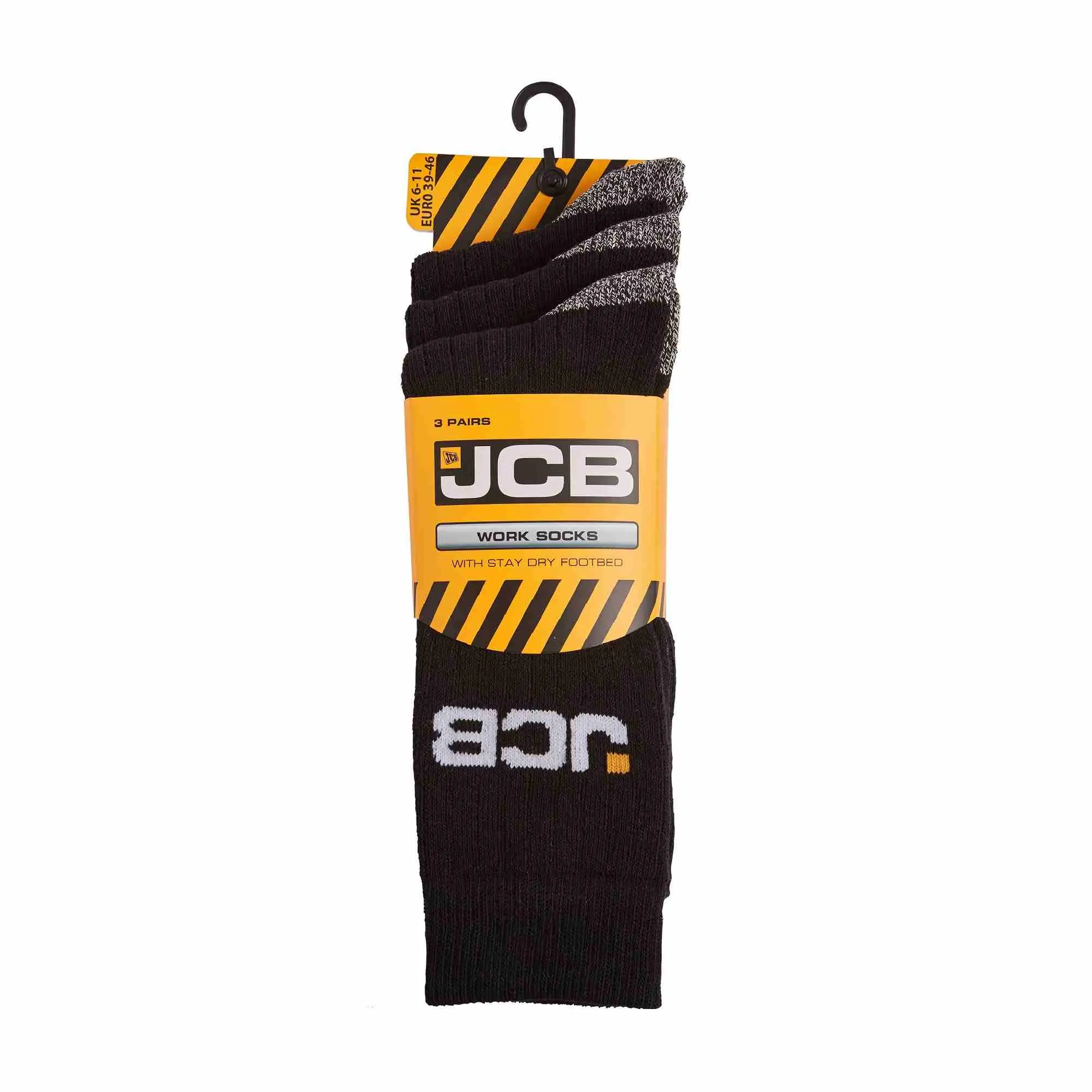 3 Pack Mens Black Grey Cushioned Boot Work Socks