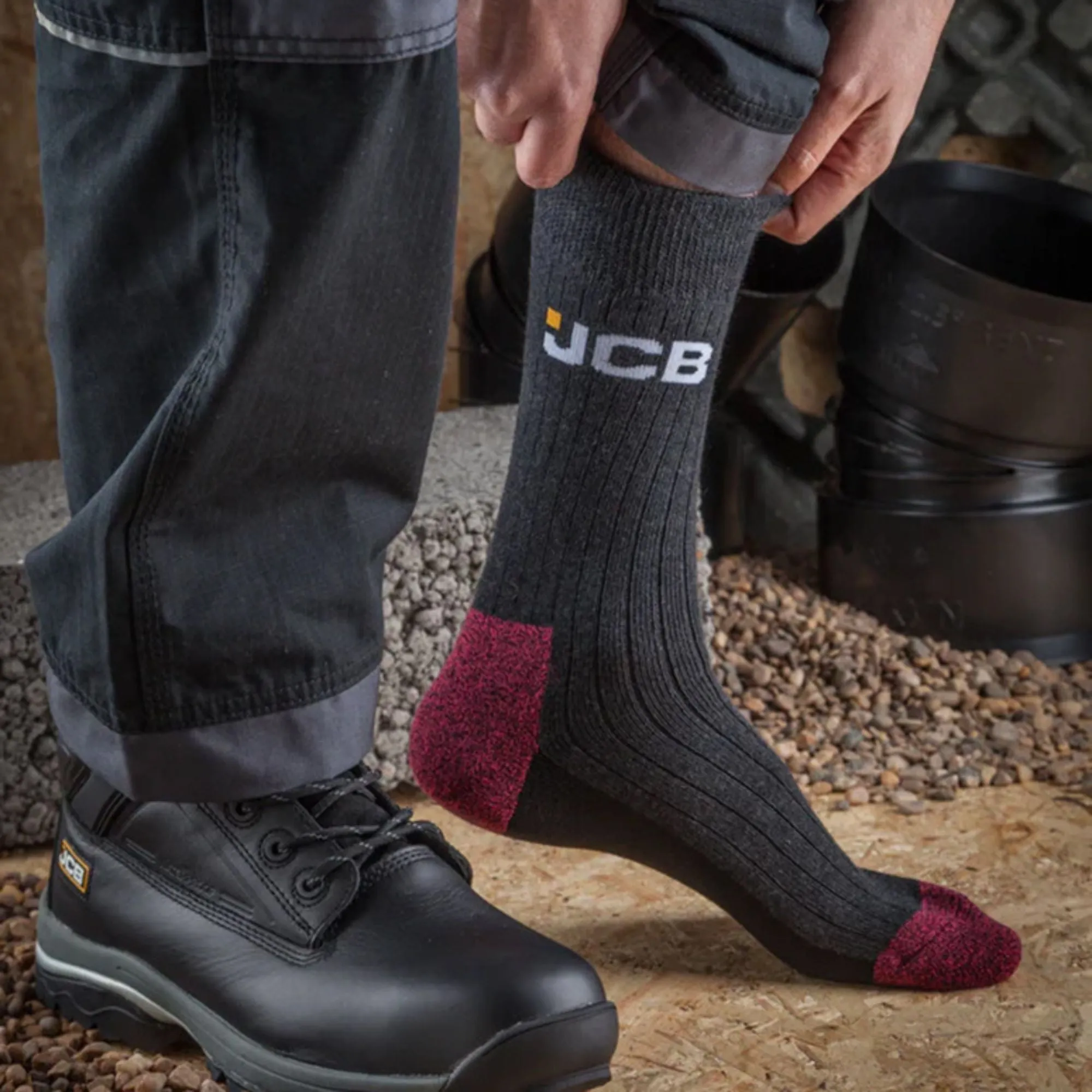 3 Pack Mens Boot Socks for Work with Cushioned Heel & Toe