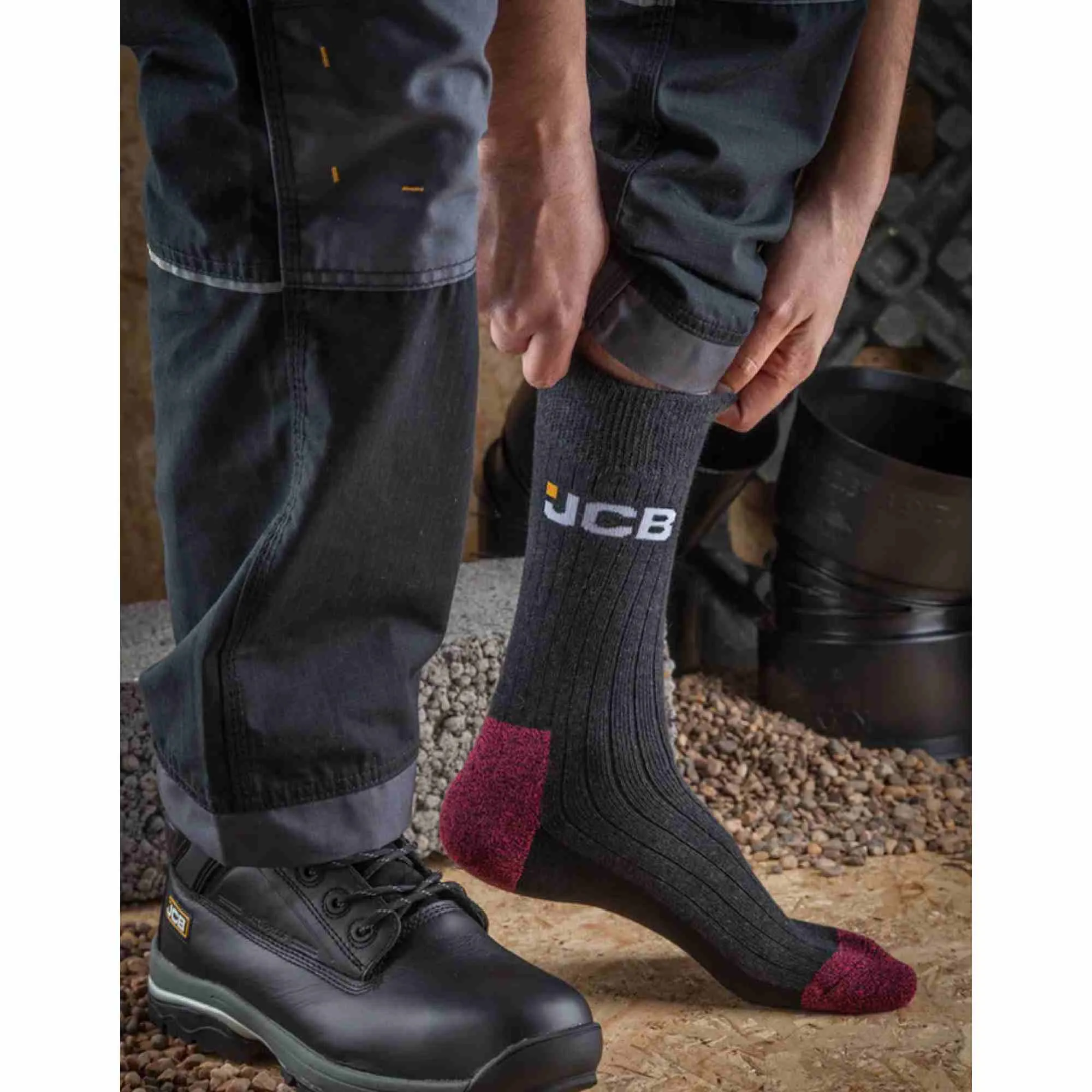 3 Pack Mens Boot Socks for Work with Cushioned Heel & Toe