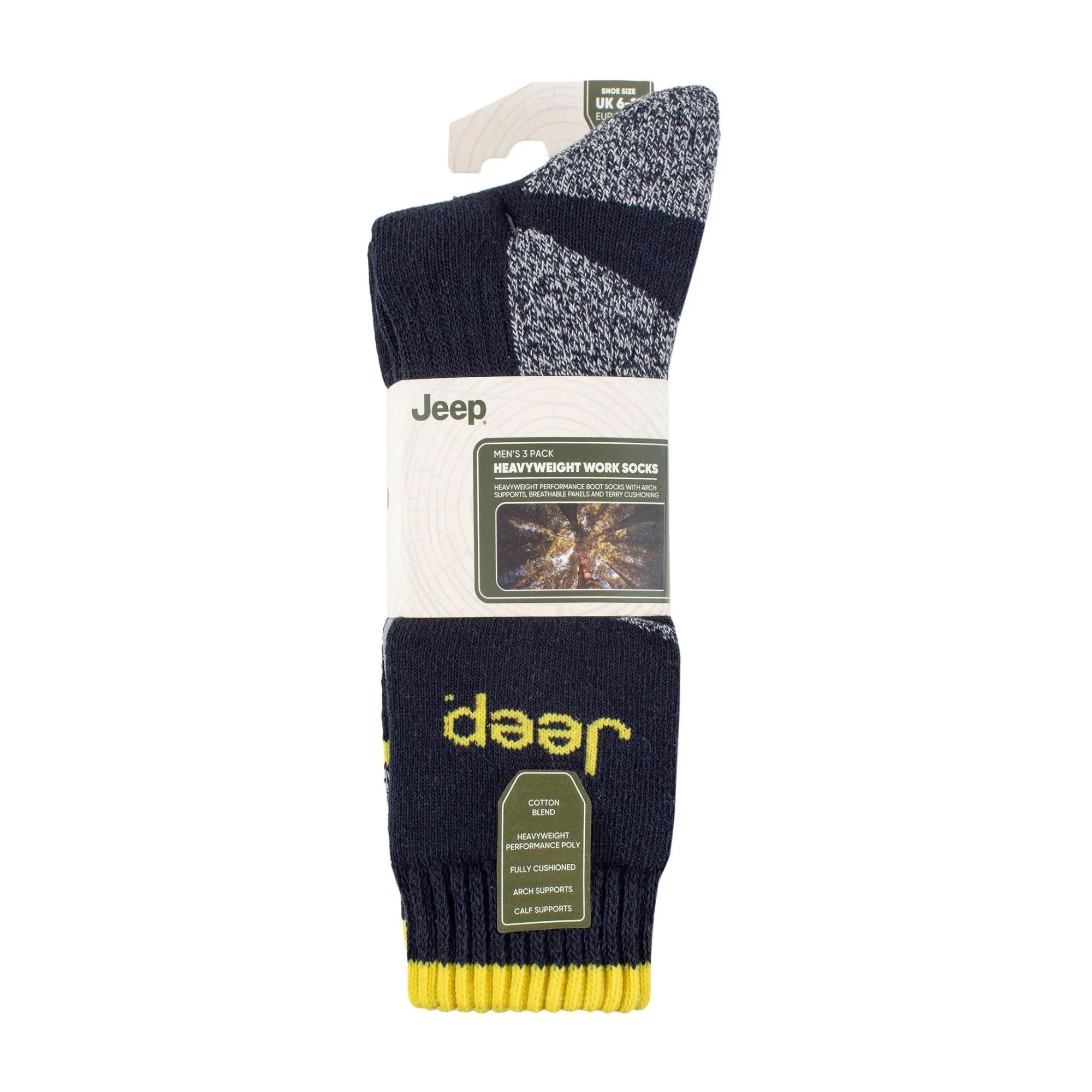 3 Pack Men's Heavy-Duty Work Boot Socks with Arch Support
