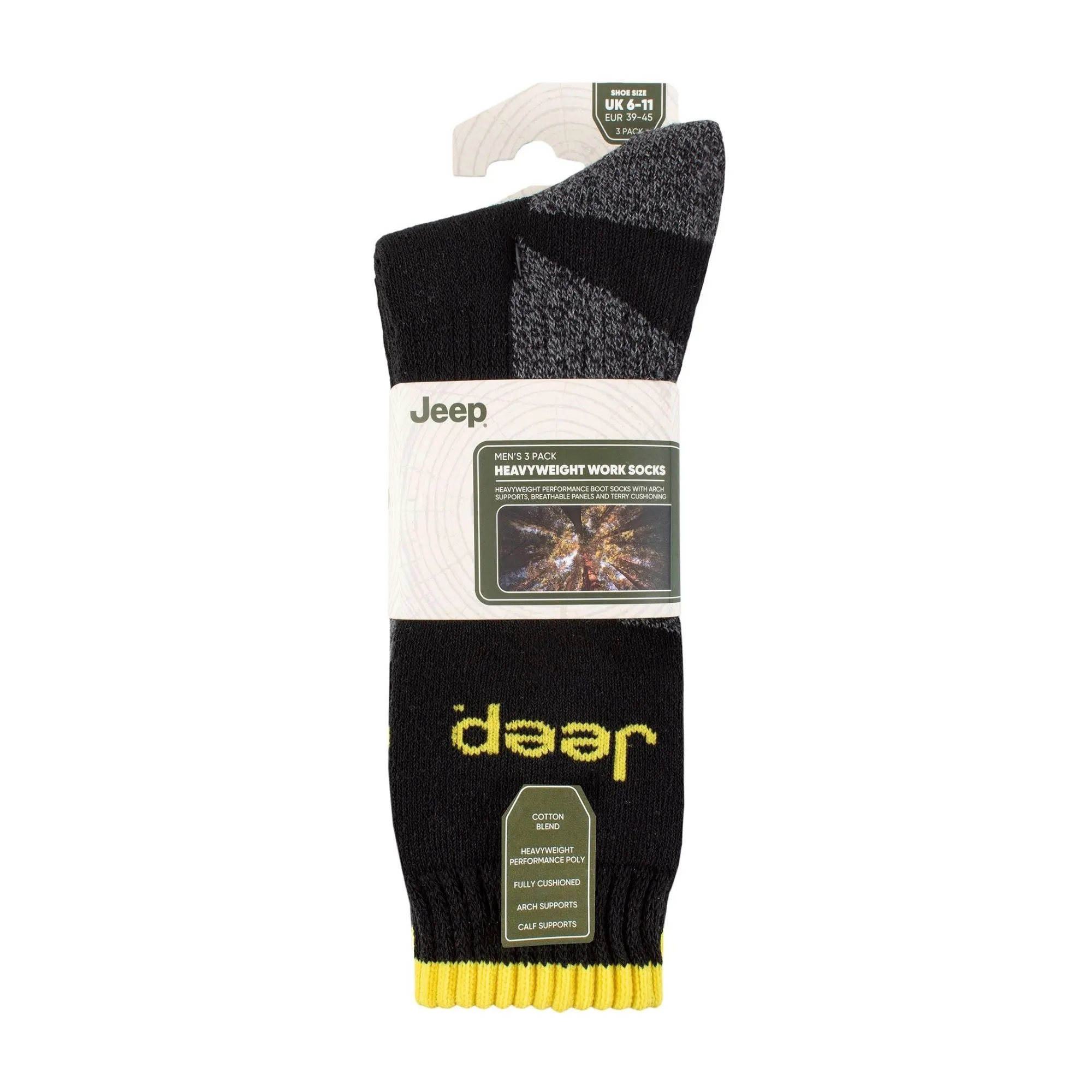 3 Pack Men's Heavy-Duty Work Boot Socks with Arch Support