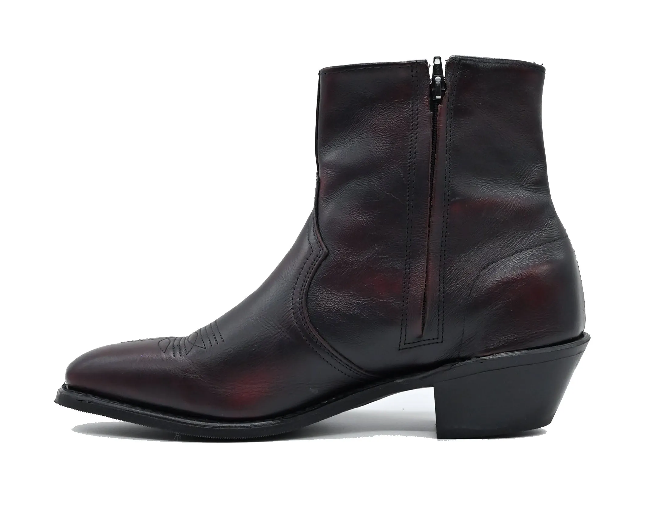7″ Black Cowhide Zipper Black Cherry - 6463