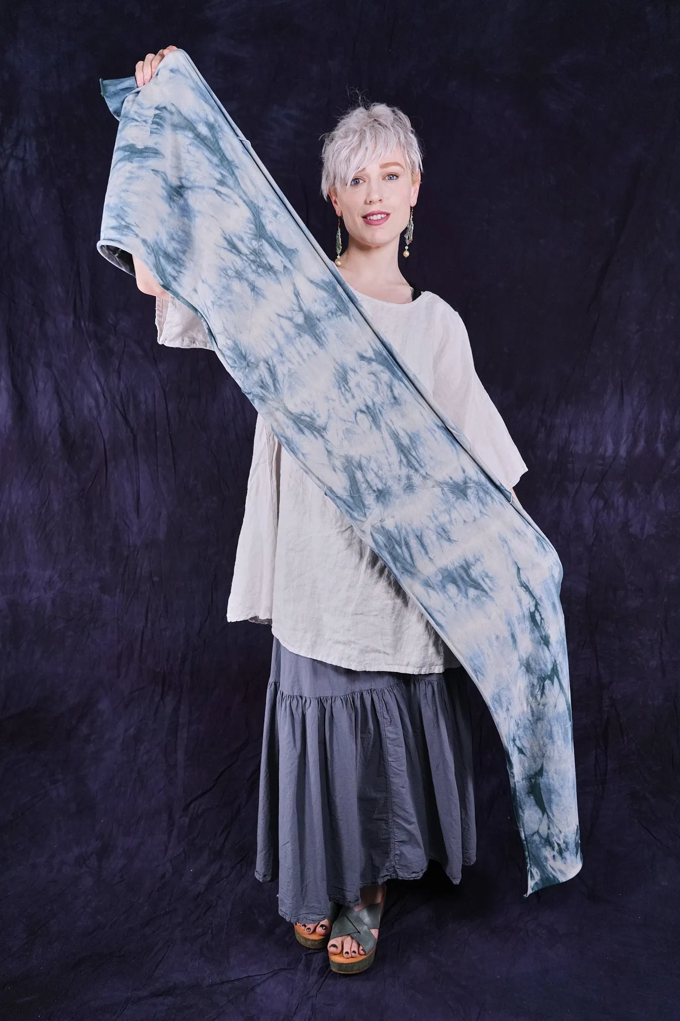 8125 Hand Dyed Scarf Cyanotype-P