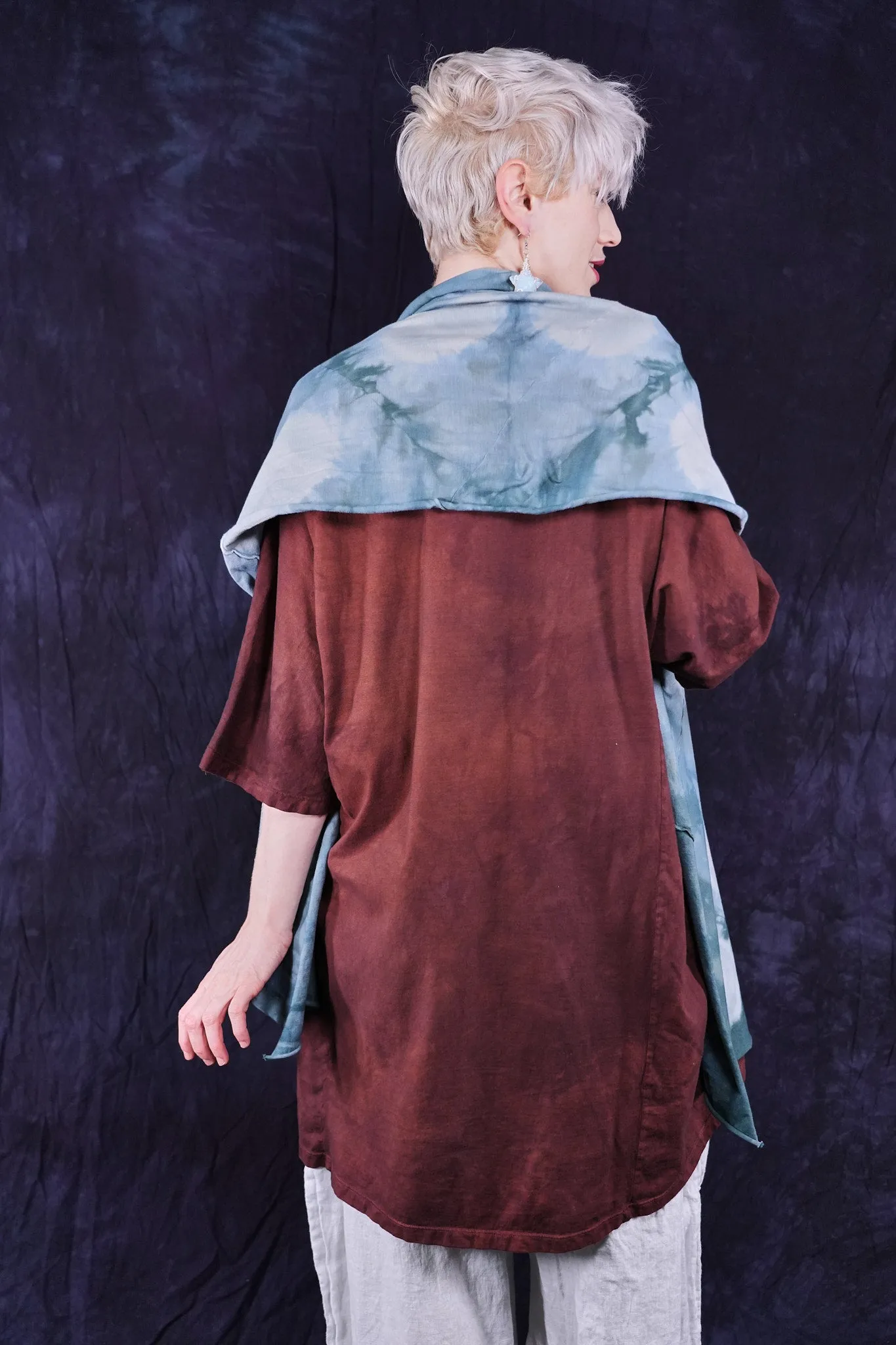 8125 Hand Dyed Scarf Cyanotype-P