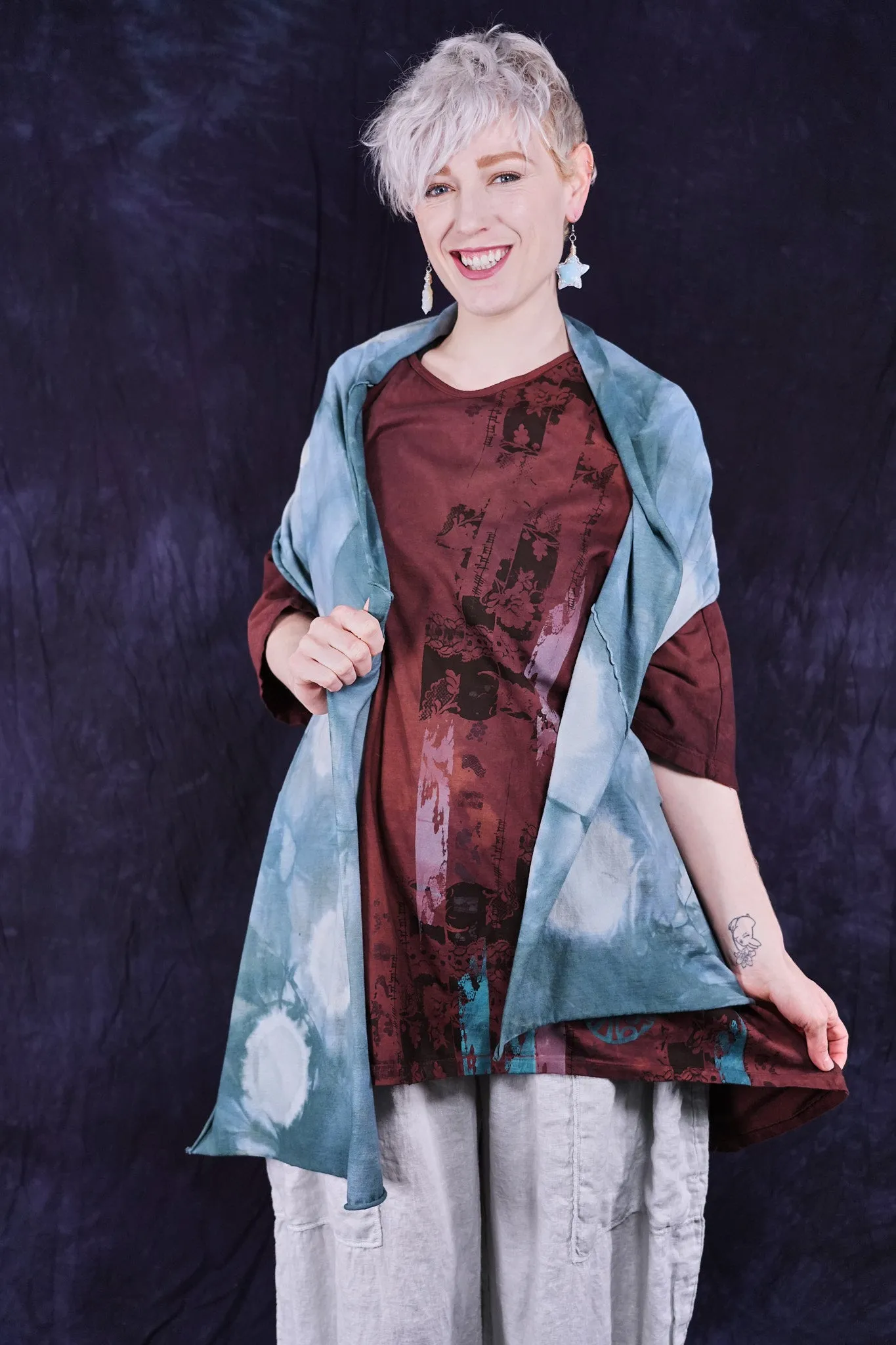 8125 Hand Dyed Scarf Cyanotype-P