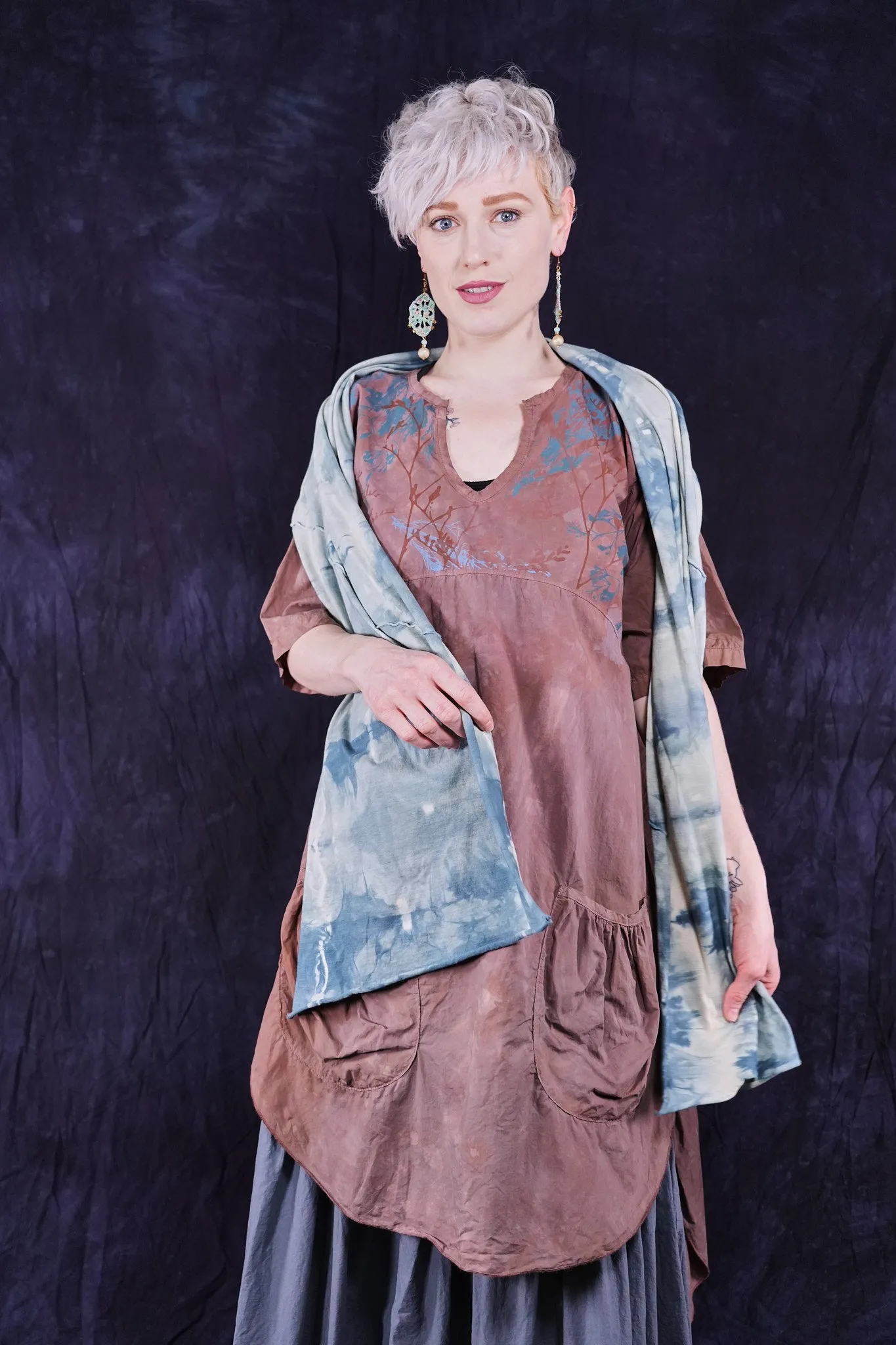 8125 Hand Dyed Scarf Cyanotype-P