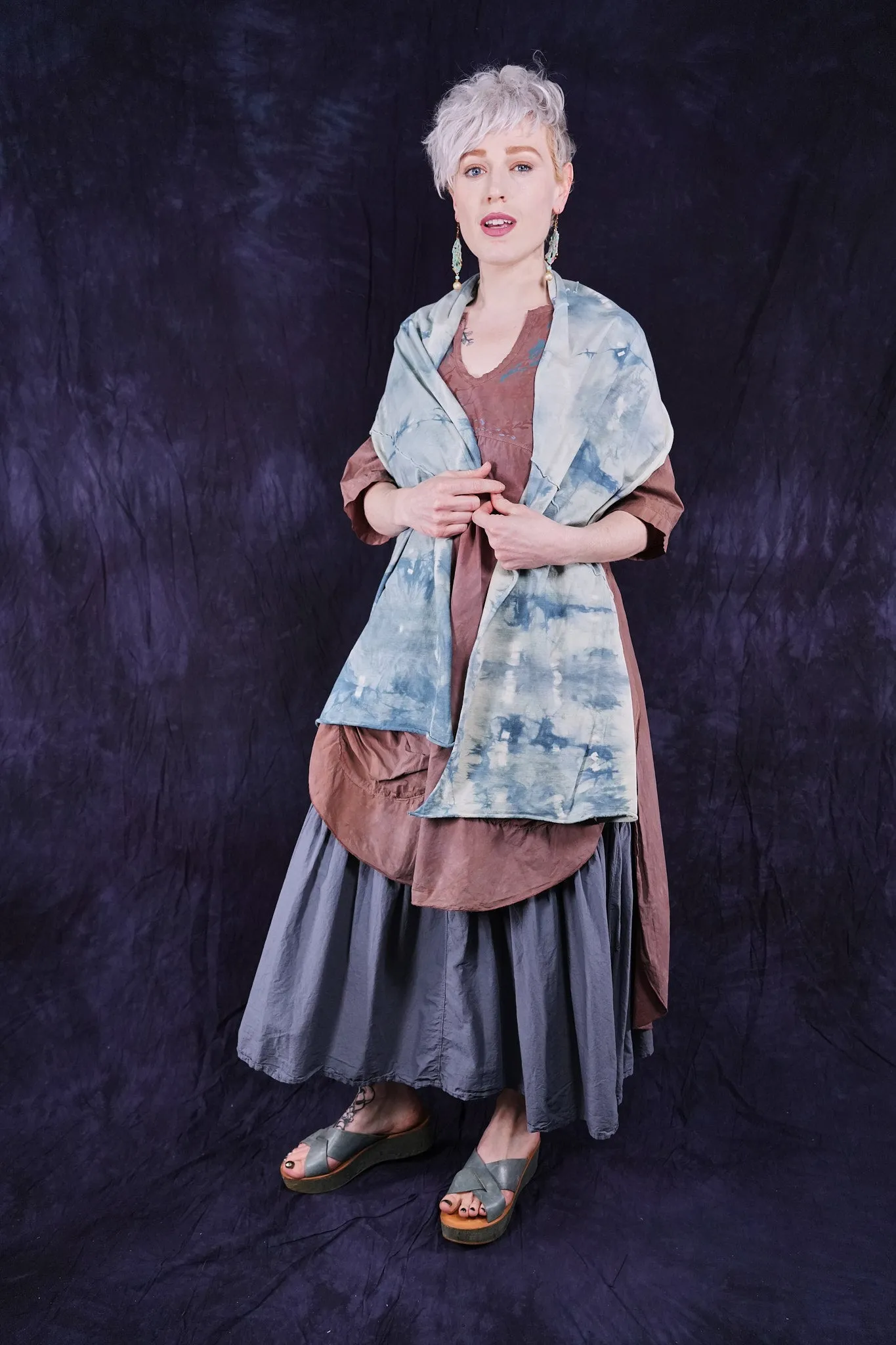 8125 Hand Dyed Scarf Cyanotype-P