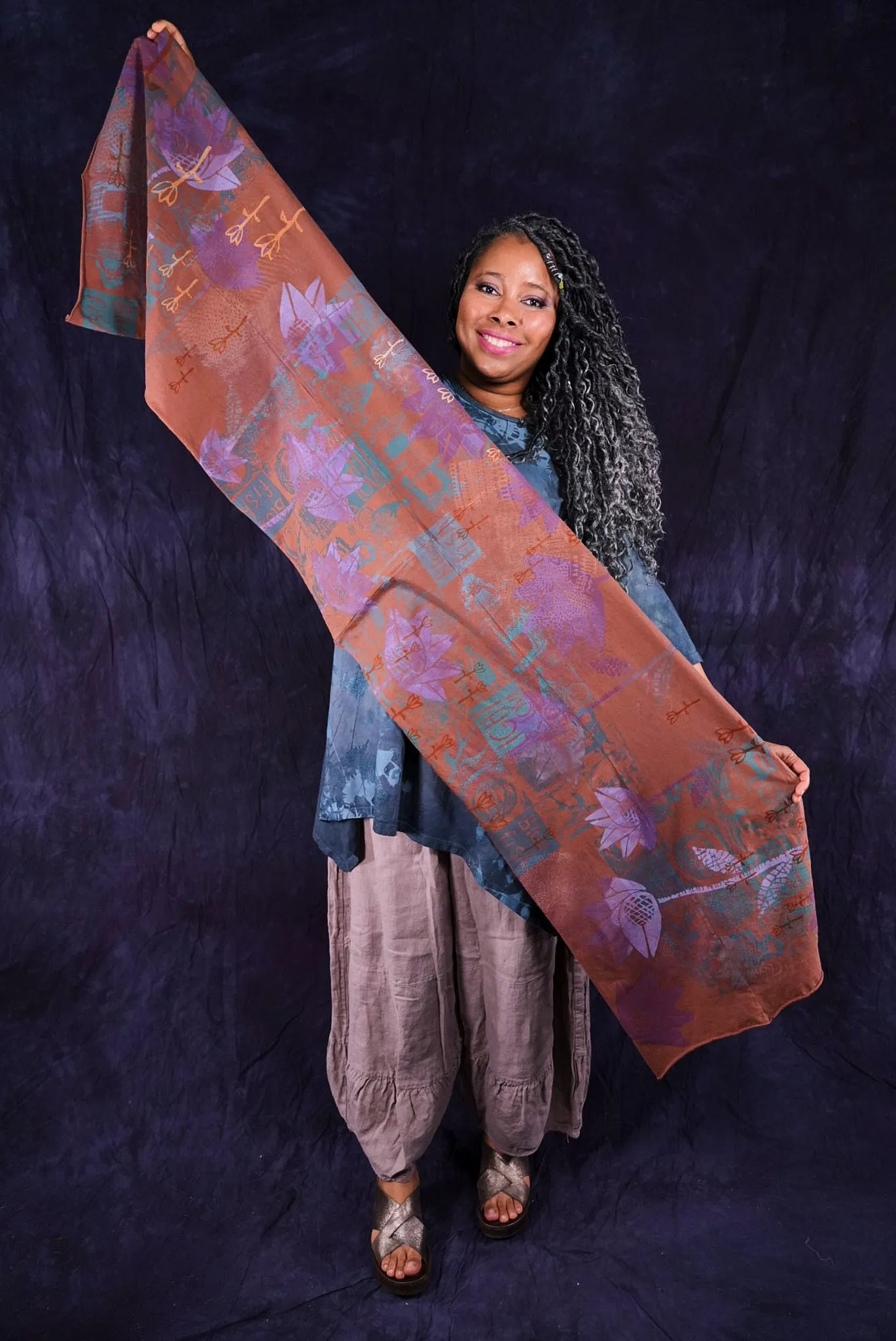 8161 Organic Cotton Painted Scarf Sedona