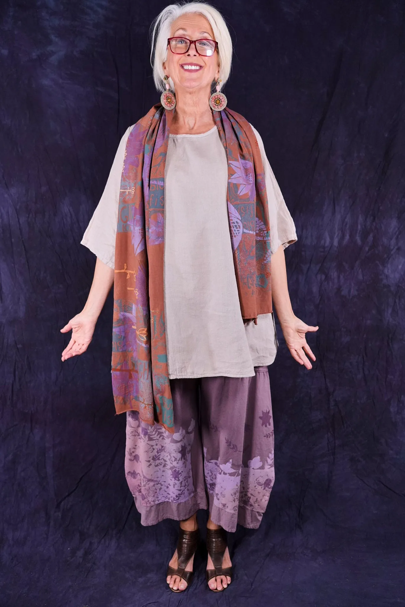 8161 Organic Cotton Painted Scarf Sedona