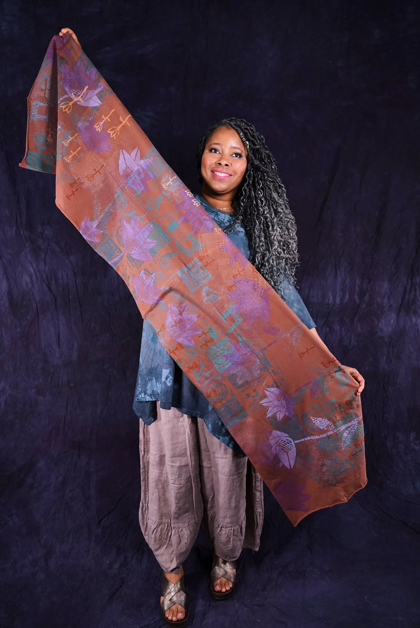 8161 Organic Cotton Painted Scarf Sedona