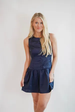 Adriana Navy Drop Waist Dress
