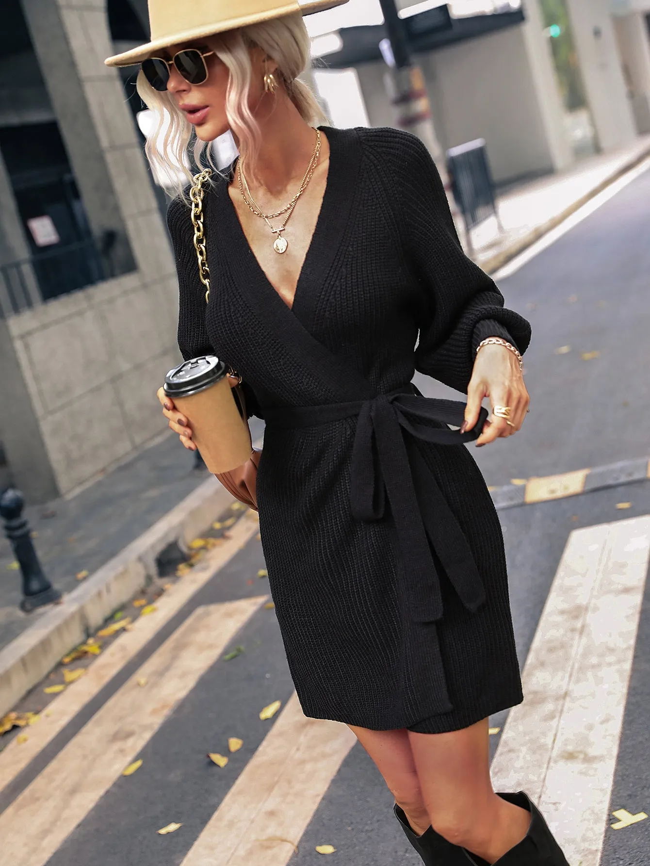Aerilyn Knit Cardress - Black
