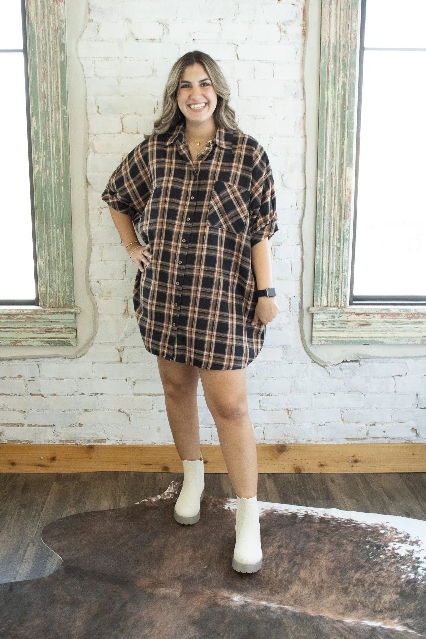 Alana Flannel Shirt Dress