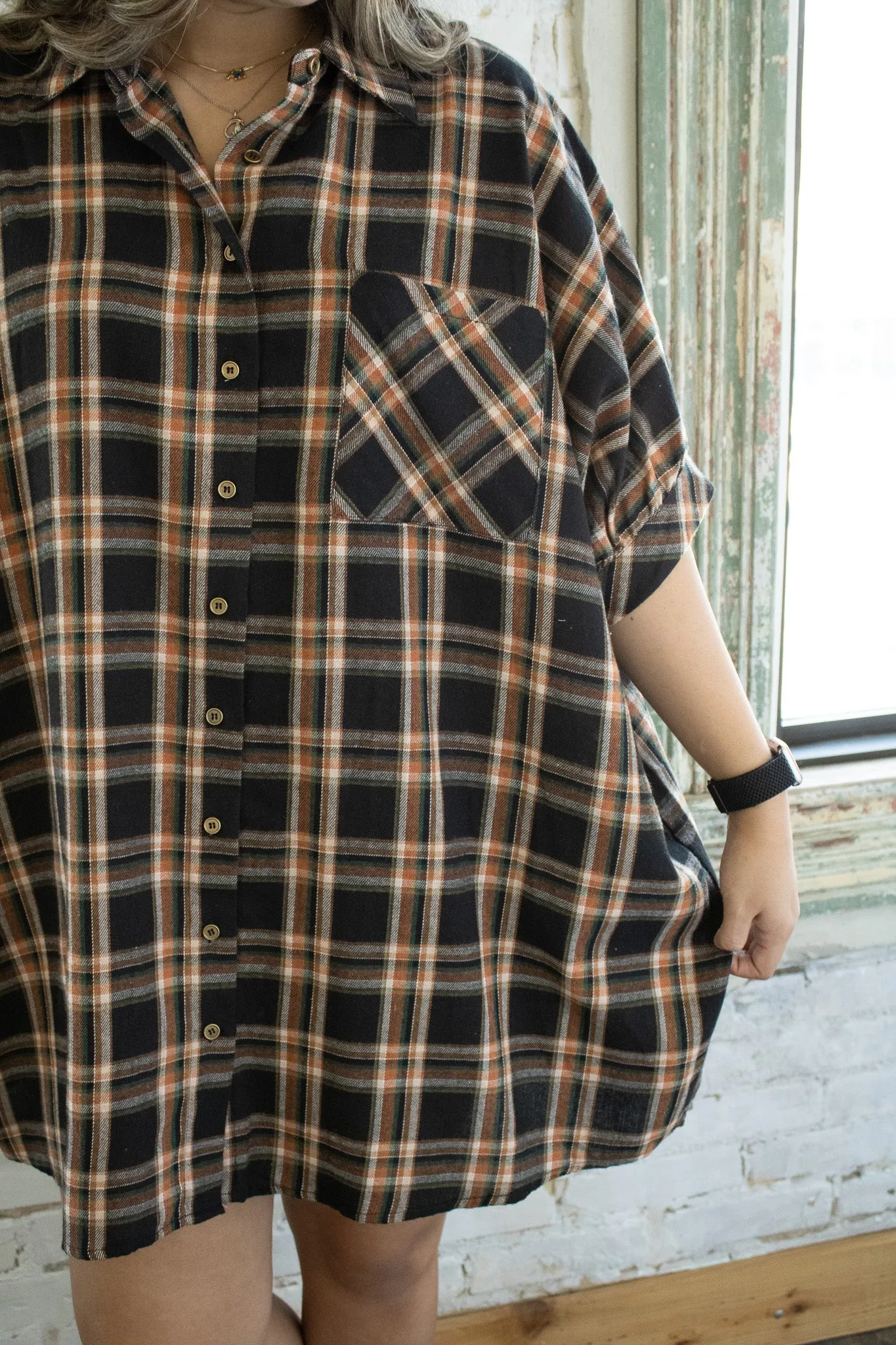 Alana Flannel Shirt Dress