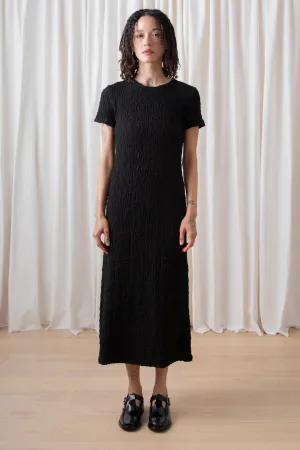 Ali Golden Textured T-Shirt Dress in Black