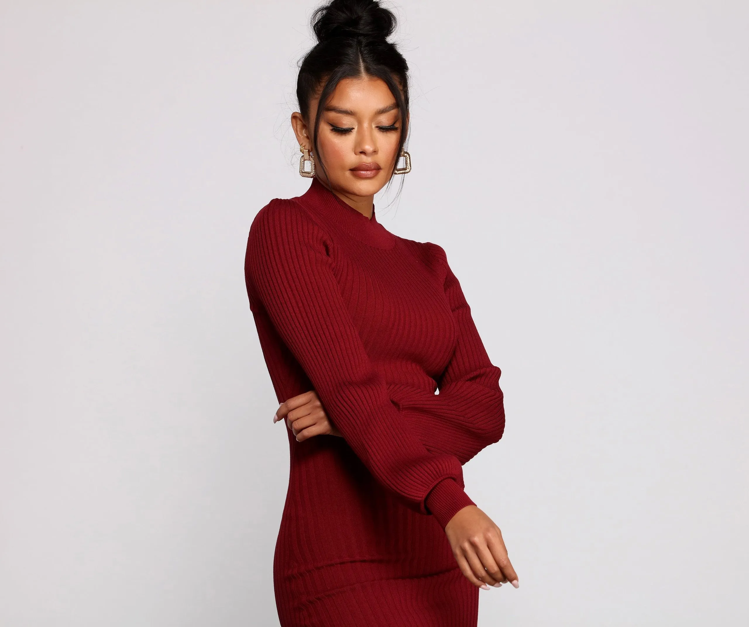 All Dolled Up Charming Ribbed Knit Mini Dress