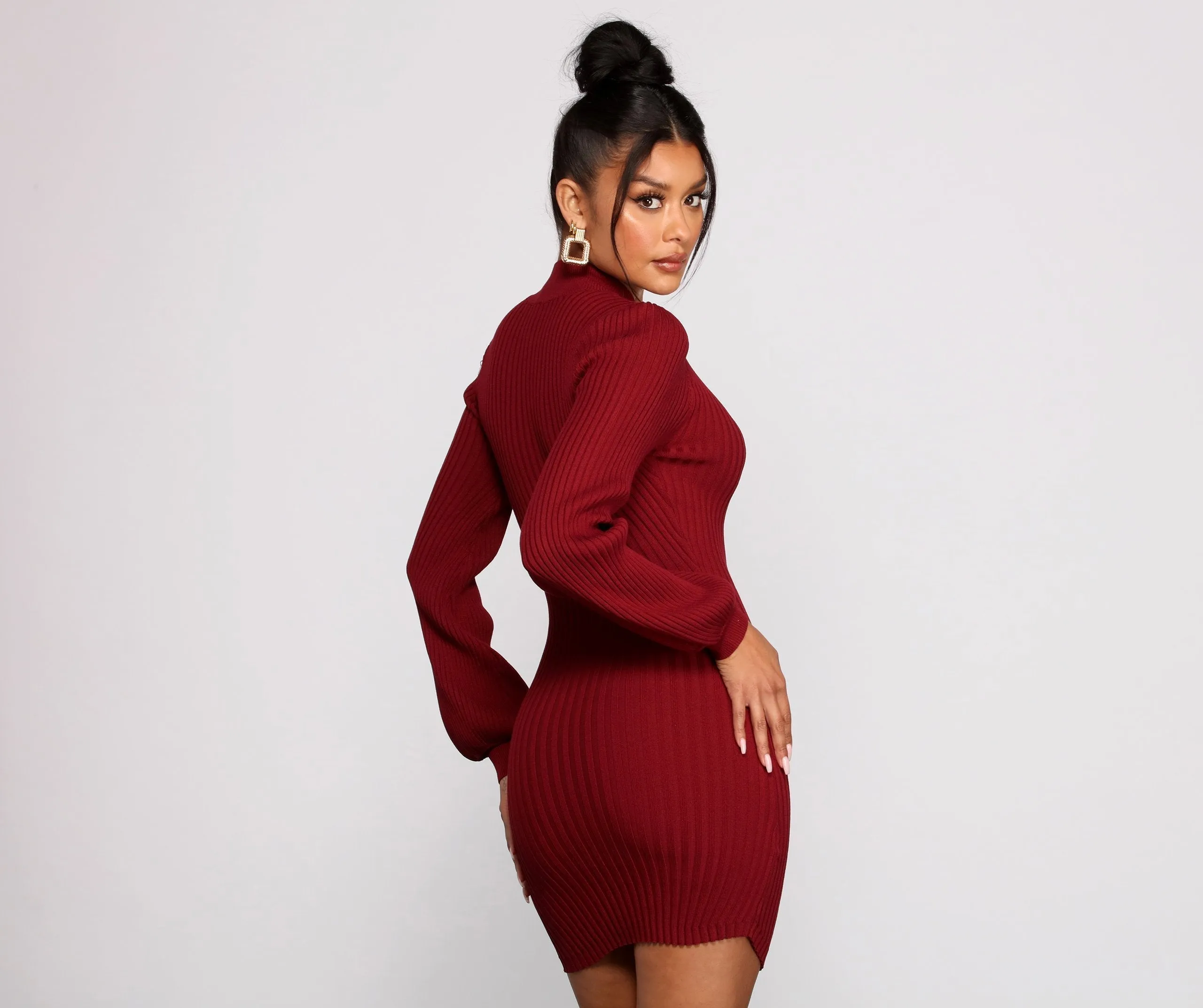 All Dolled Up Charming Ribbed Knit Mini Dress