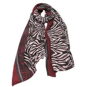 Animal Print Printed Scarf - Burgundy