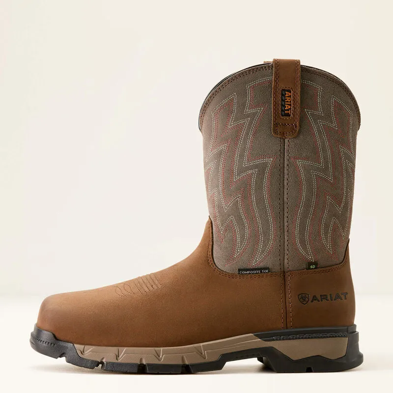 Ariat Men's Rebar Flex Comp Toe Slip Resist Western Work Boot -Brownstone- 10053616