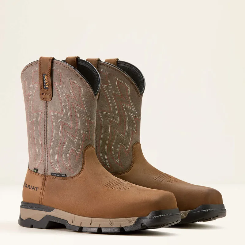 Ariat Men's Rebar Flex Comp Toe Slip Resist Western Work Boot -Brownstone- 10053616