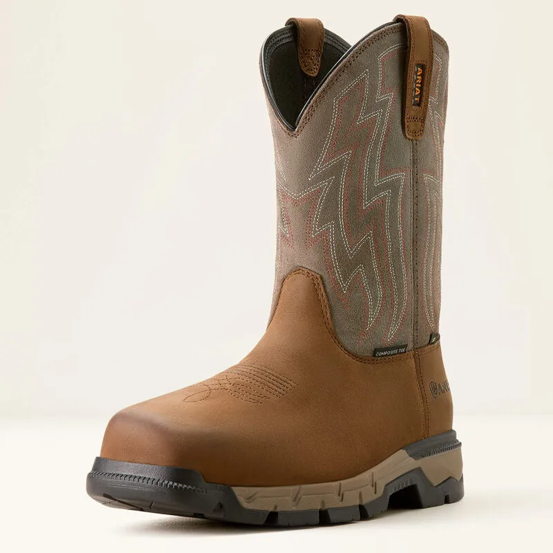 Ariat Men's Rebar Flex Comp Toe Slip Resist Western Work Boot -Brownstone- 10053616