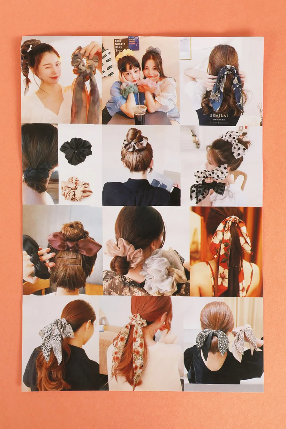ASSORTED DESIGNS SCRUNCHIE SCARF HAIR ACCESSORIES