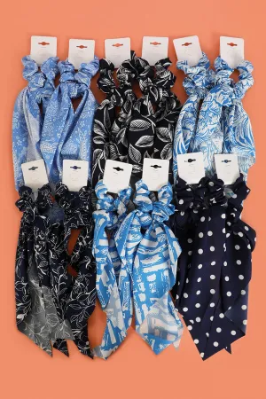 ASSORTED DESIGNS SCRUNCHIE SCARF HAIR ACCESSORIES