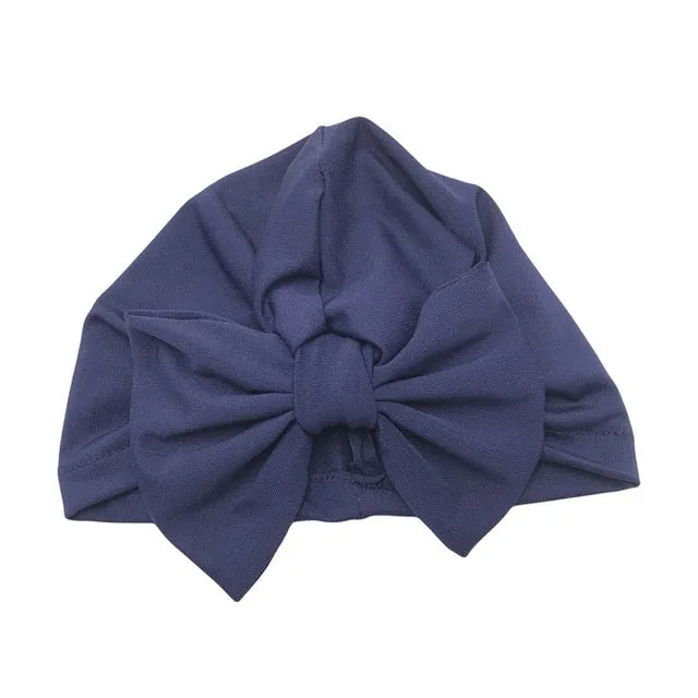 Baby Headband Hat Bowknot Print Cotton Stretchy Turban Headband Infant Head Wrap Beanie Hat Girls Headwear Baby Hair Accessories