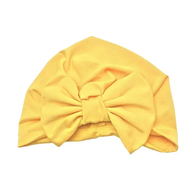 Baby Headband Hat Bowknot Print Cotton Stretchy Turban Headband Infant Head Wrap Beanie Hat Girls Headwear Baby Hair Accessories