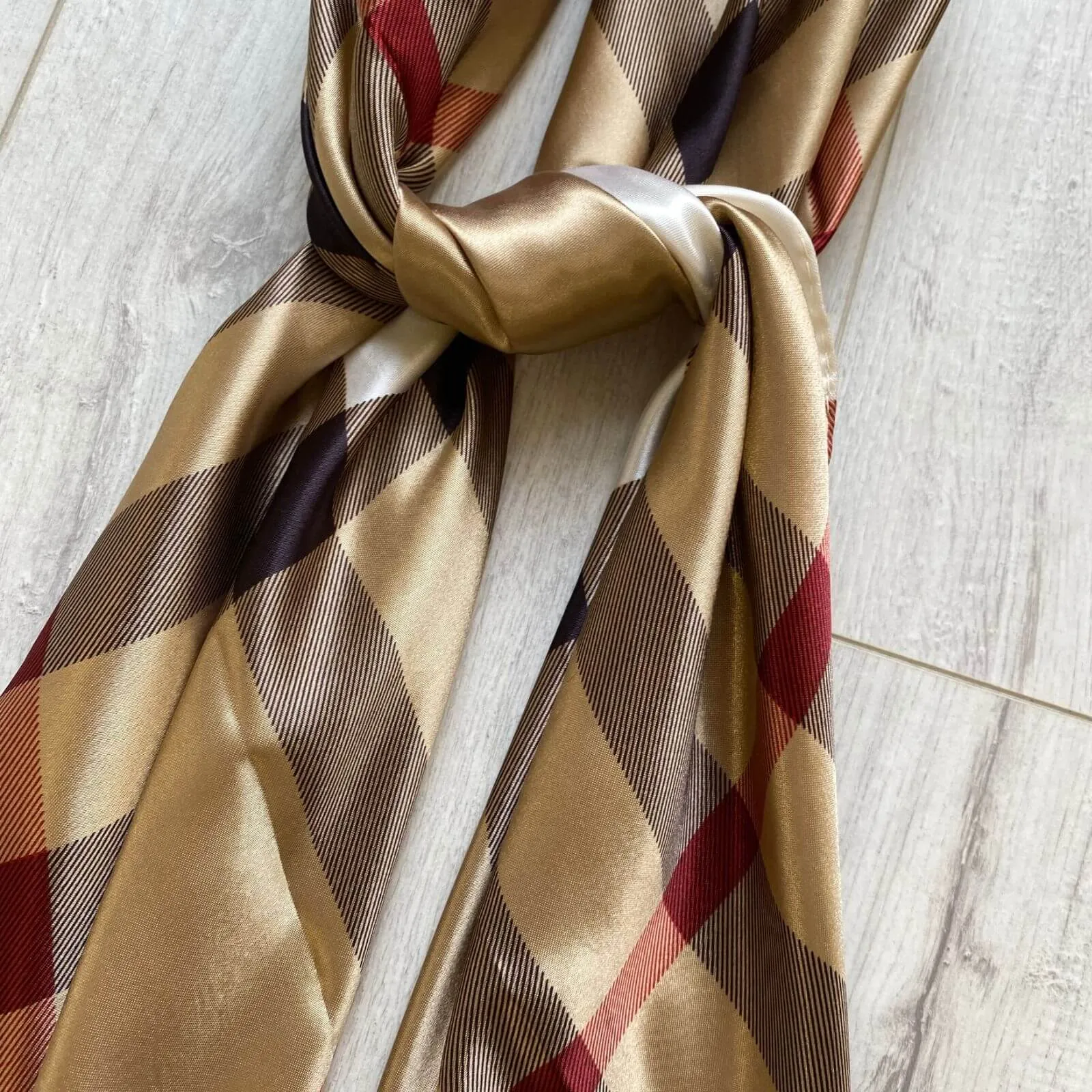 Barbara Neutral Check Neck Scarf