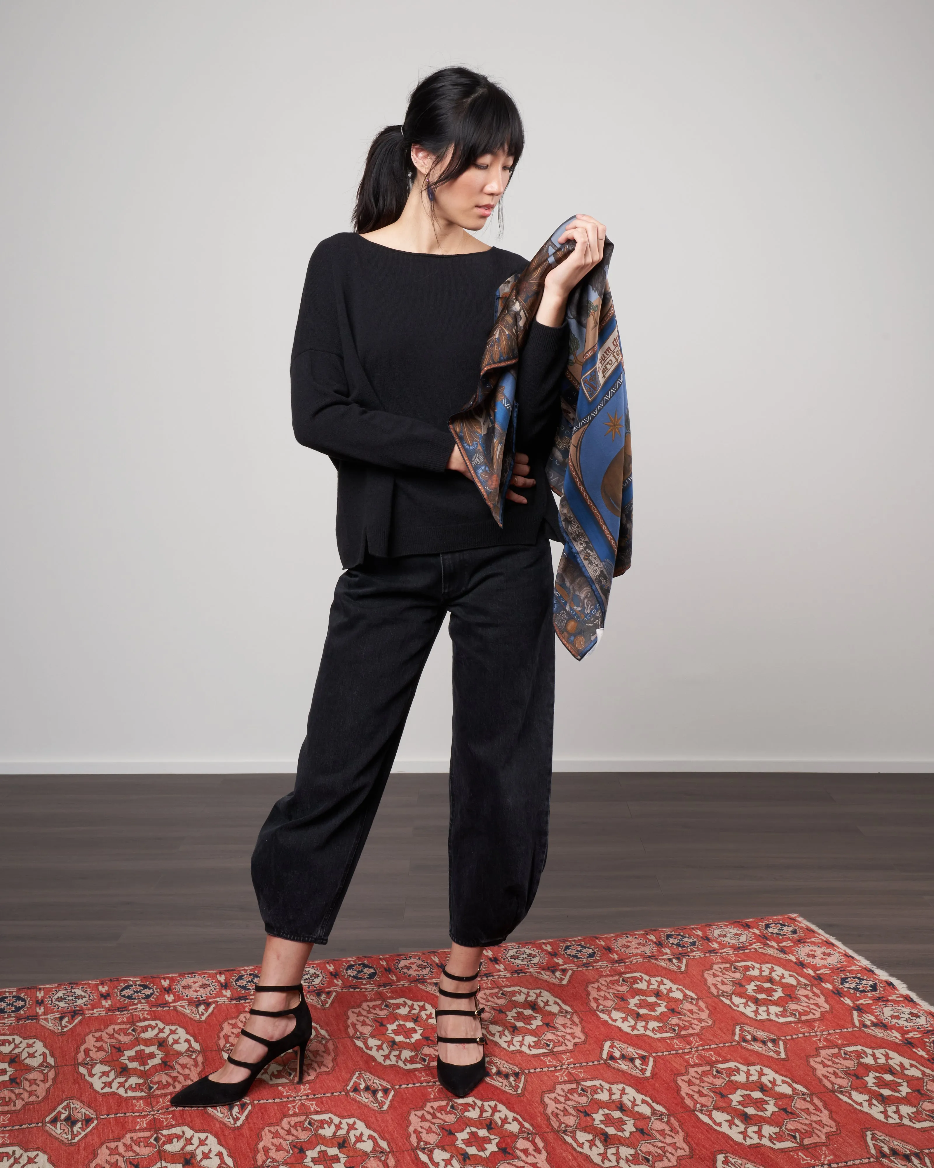 beasts untamed silk scarf - cornflower bronze