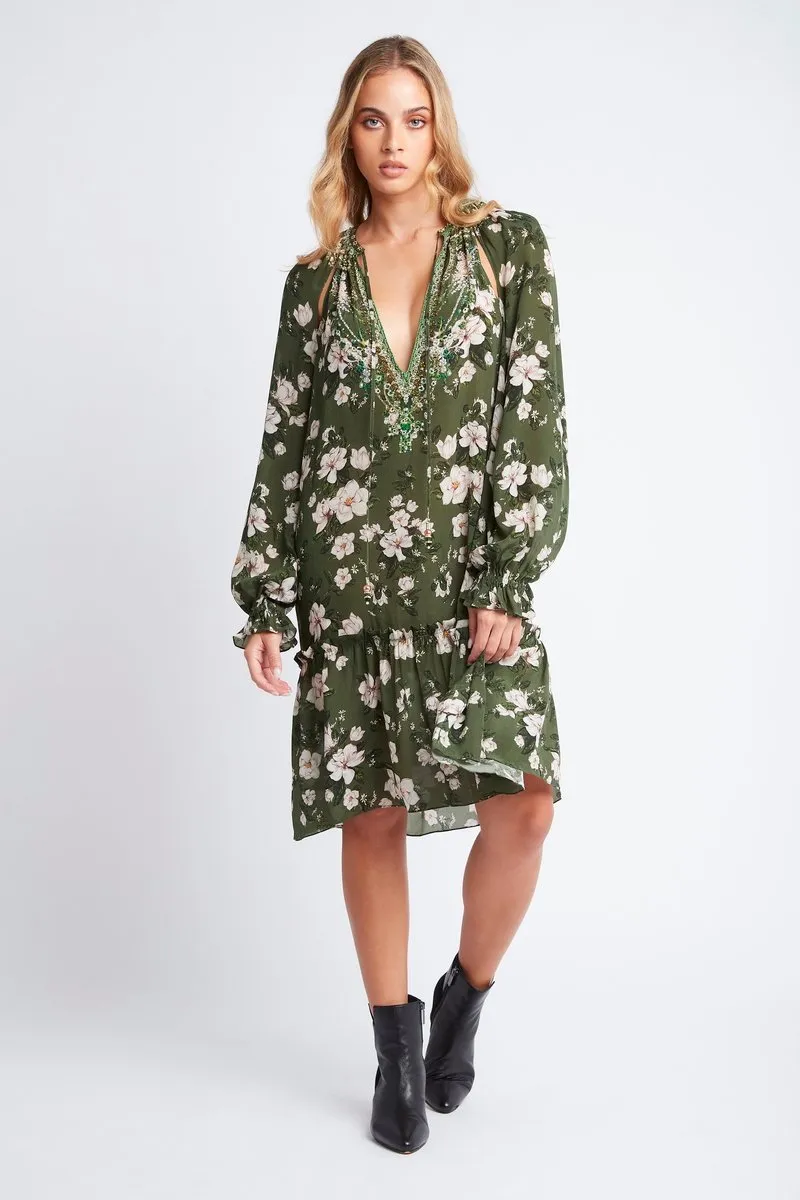 BECAUSE OF YOU SHORT DRESS W FAUX BELL SLEEVE