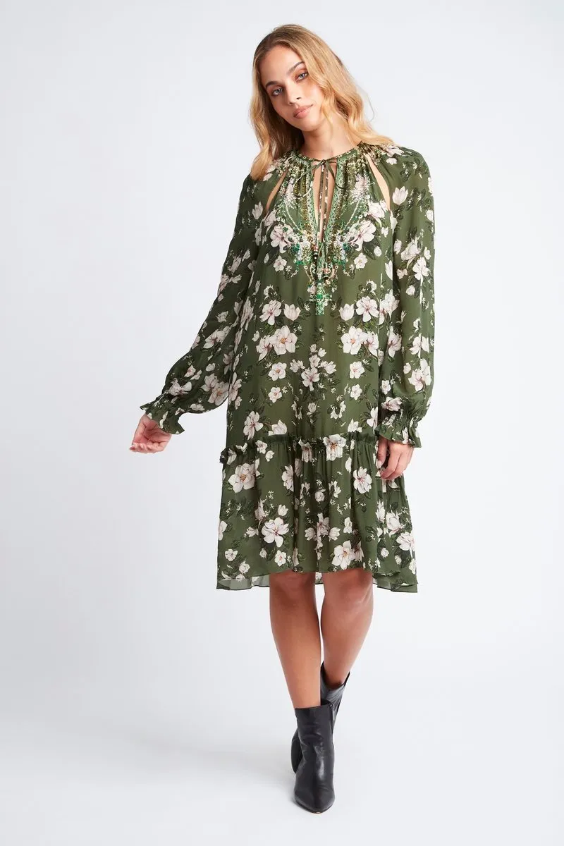 BECAUSE OF YOU SHORT DRESS W FAUX BELL SLEEVE