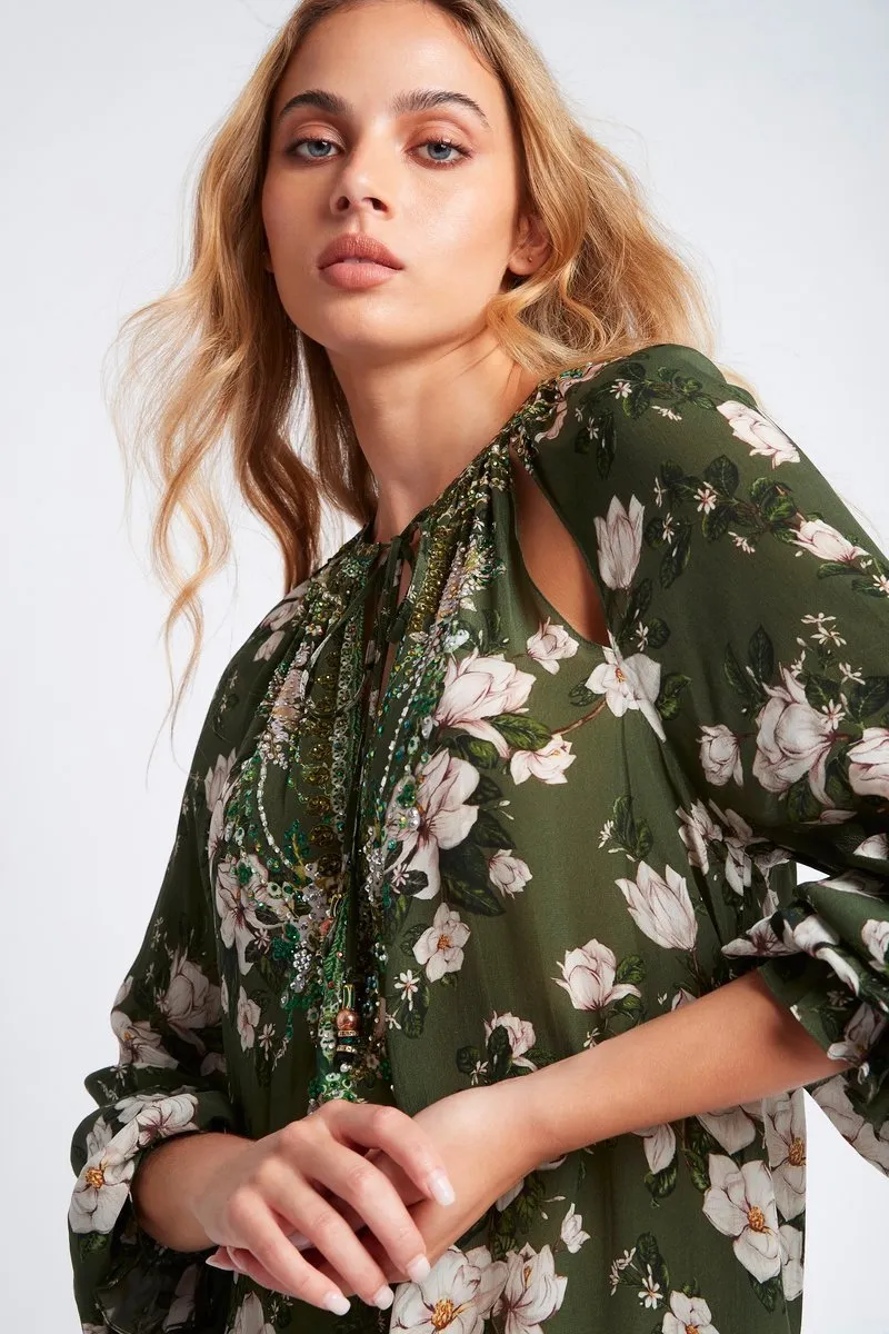 BECAUSE OF YOU SHORT DRESS W FAUX BELL SLEEVE