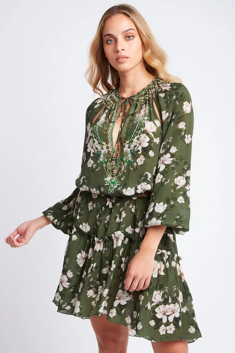 BECAUSE OF YOU SHORT DRESS W FAUX BELL SLEEVE