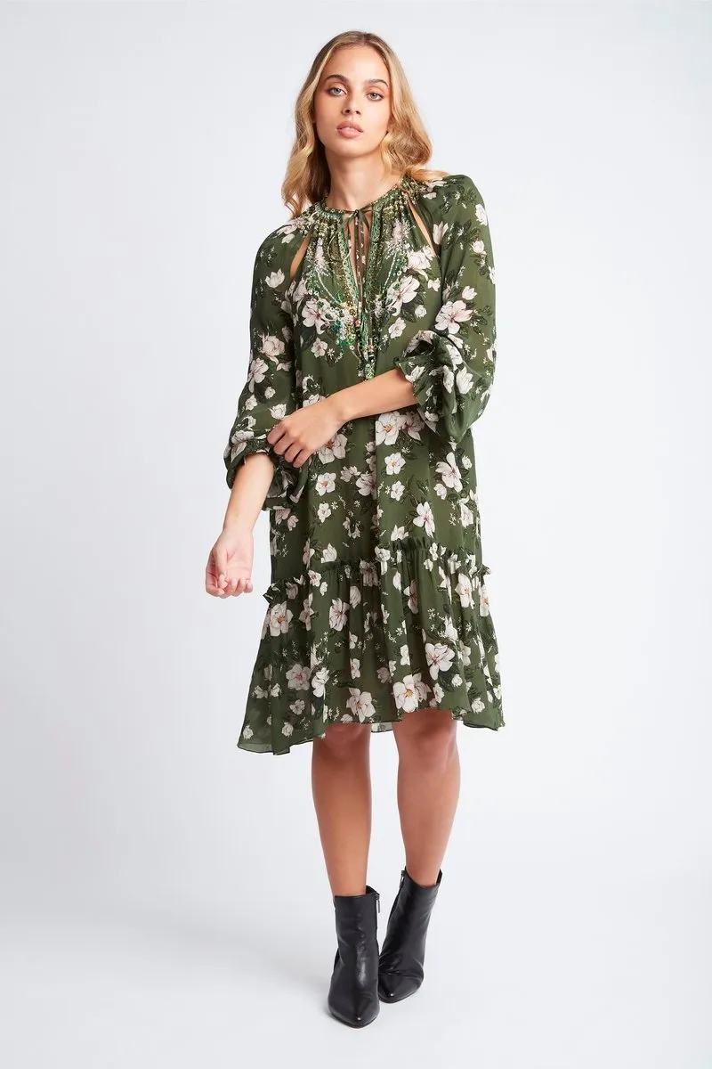 BECAUSE OF YOU SHORT DRESS W FAUX BELL SLEEVE