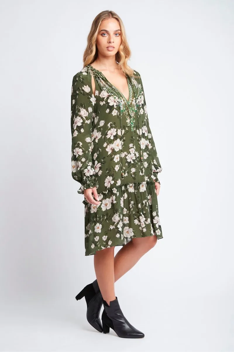 BECAUSE OF YOU SHORT DRESS W FAUX BELL SLEEVE
