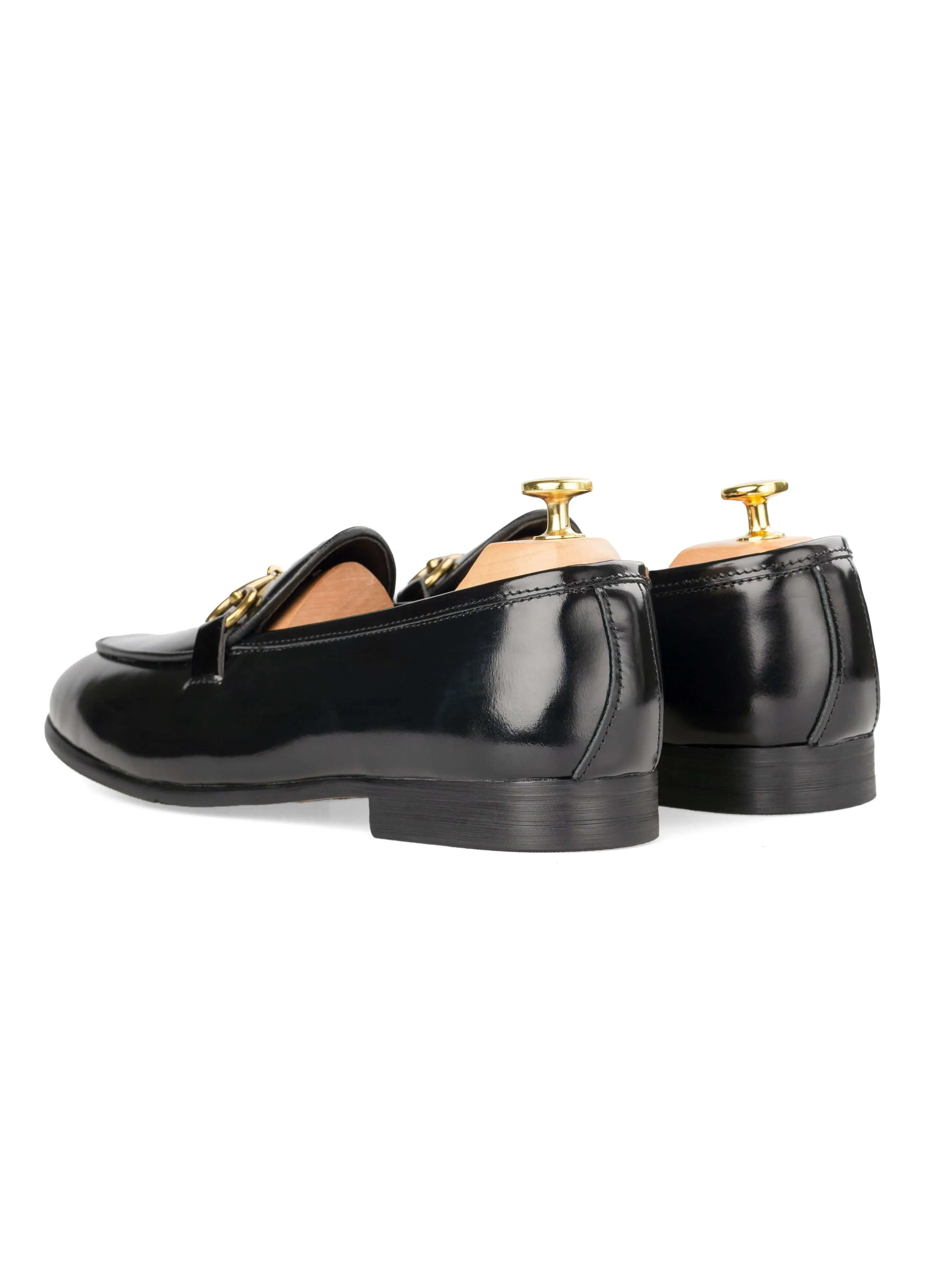 Belgian Loafer Horsebit Buckle - Black Polished (Gold Buckle)