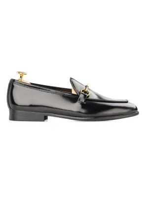 Belgian Loafer Horsebit Buckle - Black Polished (Gold Buckle)