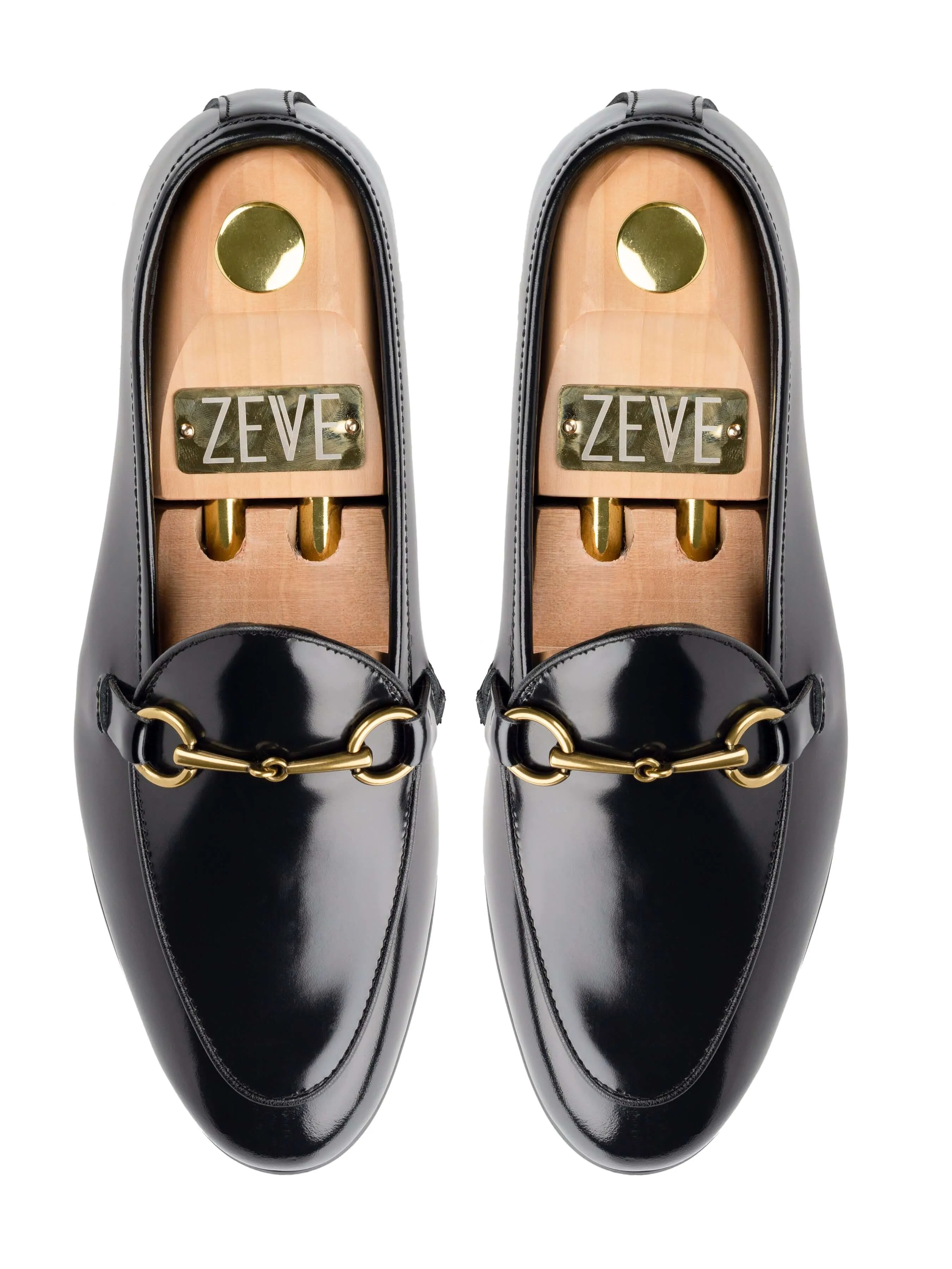 Belgian Loafer Horsebit Buckle - Black Polished (Gold Buckle)