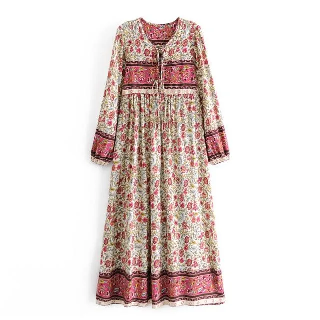 BESSIE Bohemian Floral Maxi Dress