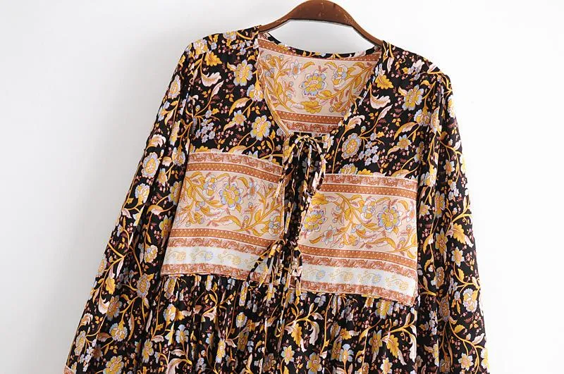 BESSIE Bohemian Floral Maxi Dress