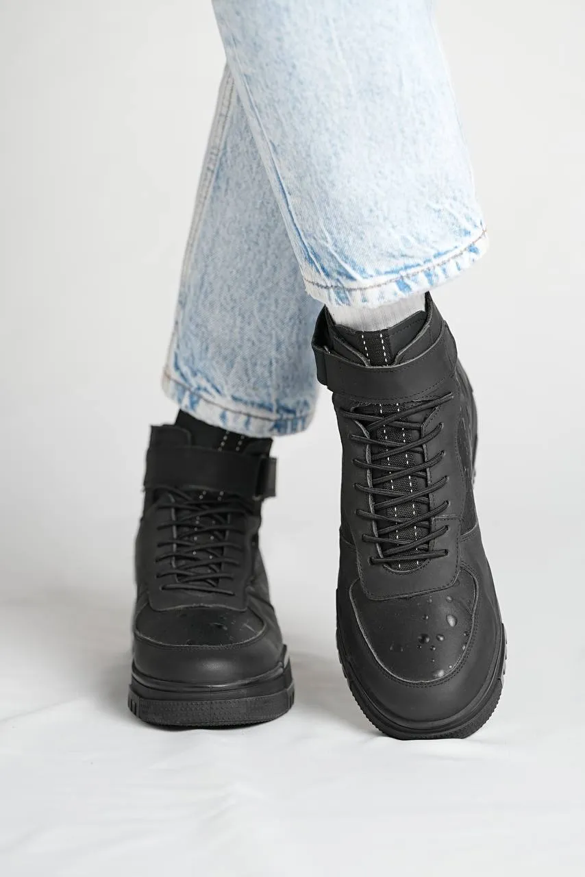 Black Ankle Strap Boots