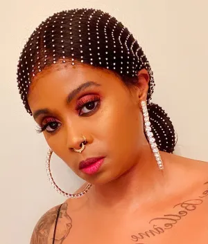 Black Bling Rhinestones Head Scarf Wrap Headpiece