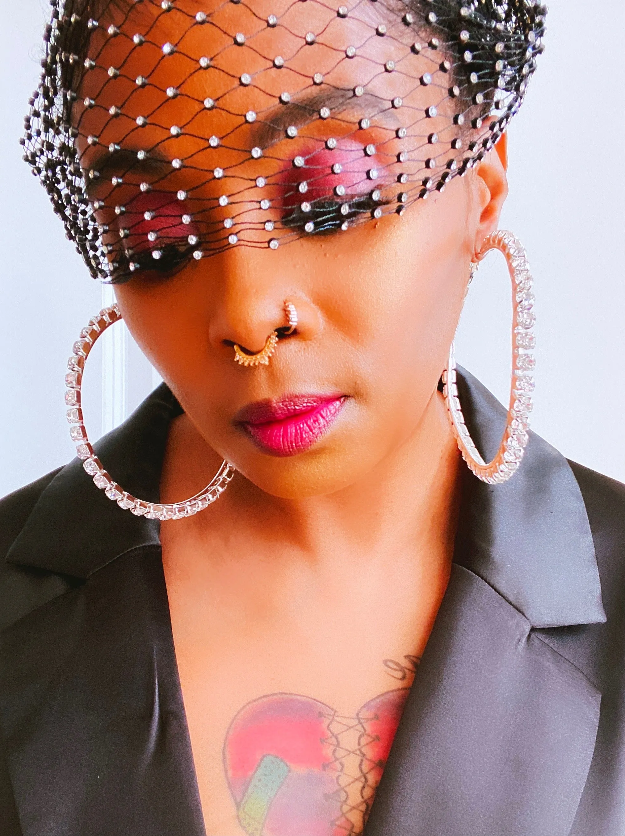 Black Bling Rhinestones Head Scarf Wrap Headpiece