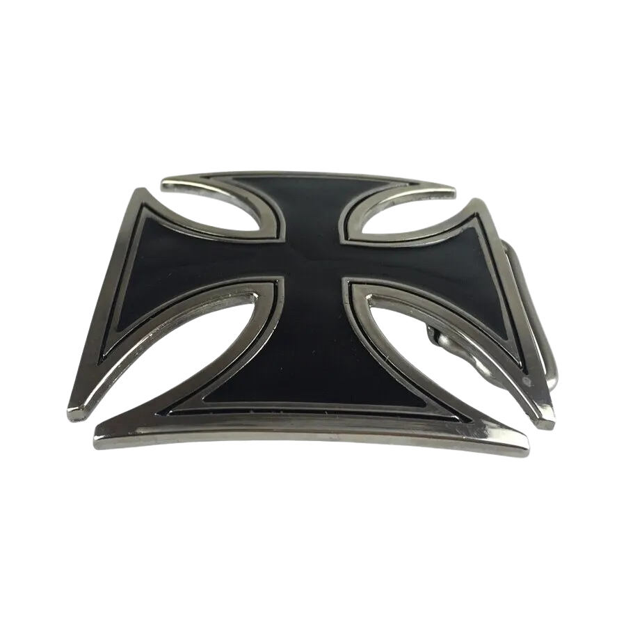 Black Chopper Cross Belt Buckle with Pewter Finish