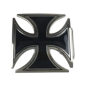 Black Chopper Cross Belt Buckle with Pewter Finish