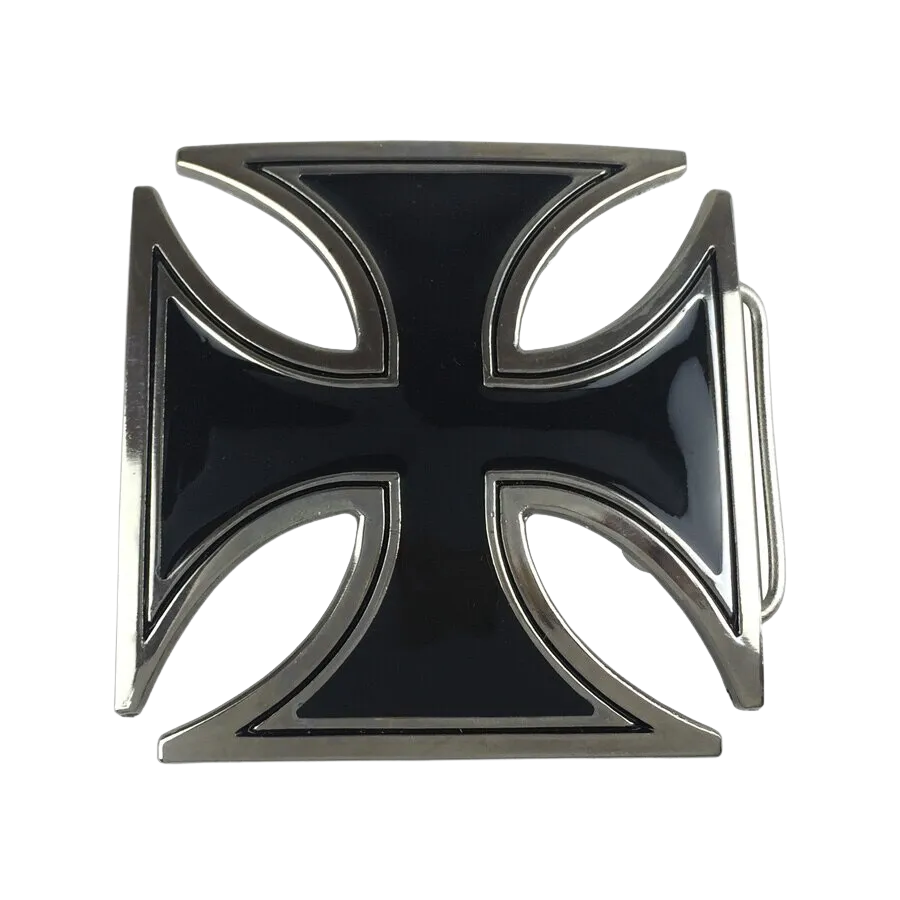 Black Chopper Cross Belt Buckle with Pewter Finish